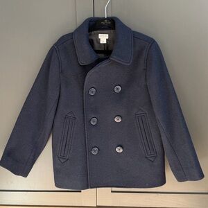 J. Crew | Crewcuts | Navy Wool Blend Peacoat Coat w/ Anchor Buttons | NWOT | 8